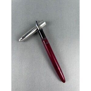 Wearever Made in USA Fountain Pen Translucent Red Plastic and Chrome Cap 1950-60